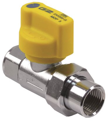Kugelhahn Gas mit thermischer Auslösung Länge 110mm verchromt gerade