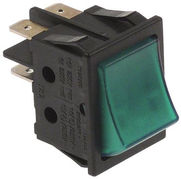 Emmepi rocker switch 2 pole 24V 2NO green connection Faston 6,3mm 16A