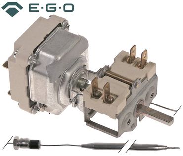 EGO thermostat for steel 3-pole probe ø 6x131mm 3NO 30-85°C 23mm 16A