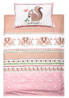 Bettwäsche Eichhörnchen Zuckersüß von Adelheid, Kissen 40x60 cm, Decke