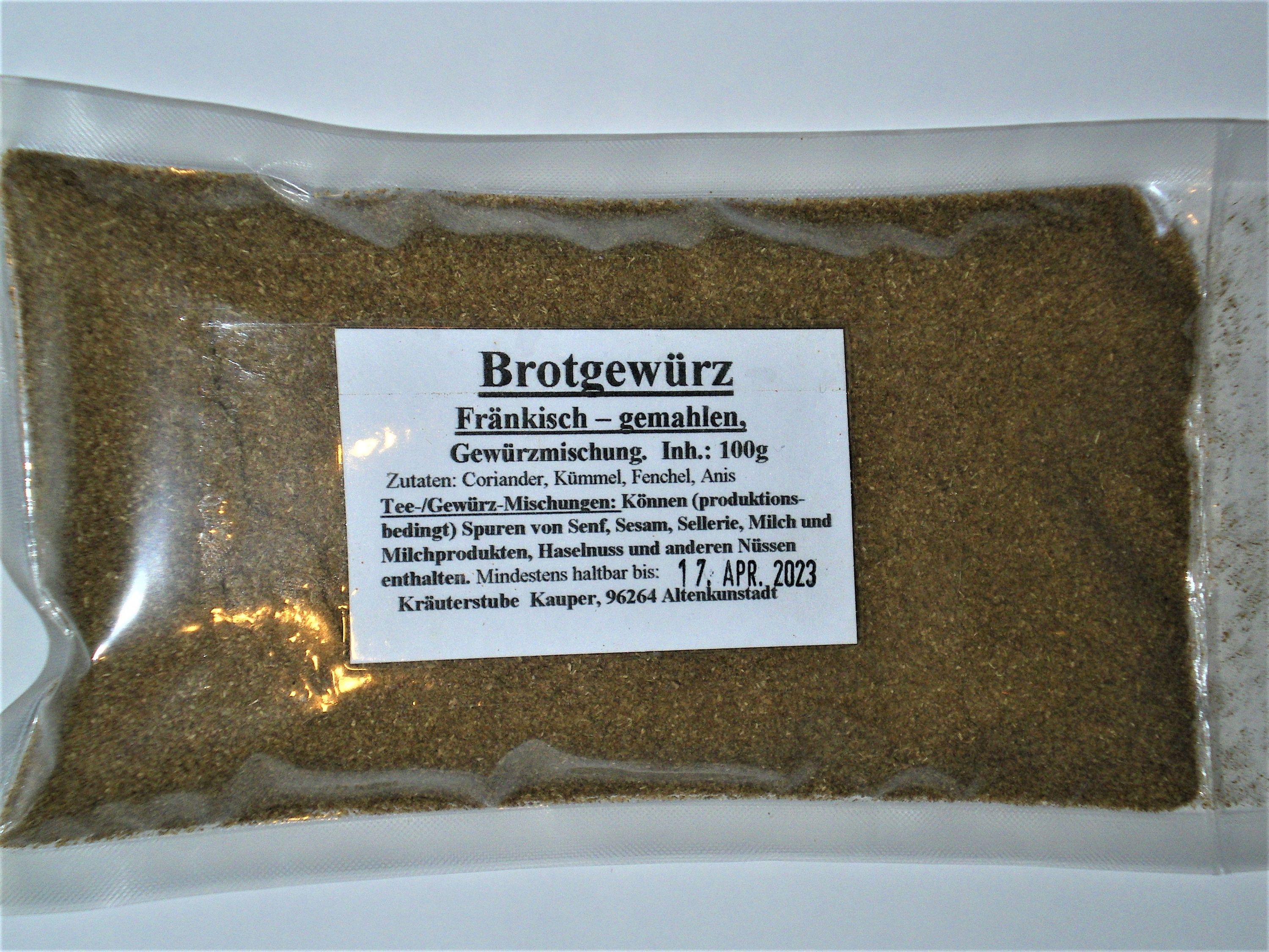 [Paket] Brotgewürz fränkische Art, gemahlen | Regionale Erzeugnisse ...