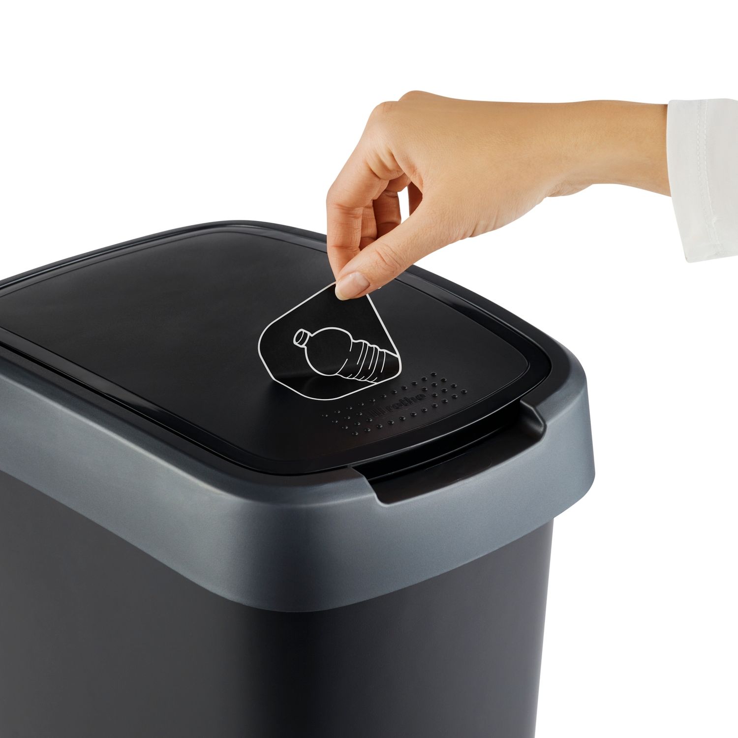 Keden Compacta Q Pattumiera Pieghevole Con Coperchio Basculante 12L | Cestino Rifiuti Sottile In Plastica Per Casa E Ufficio | Nero/Grigio