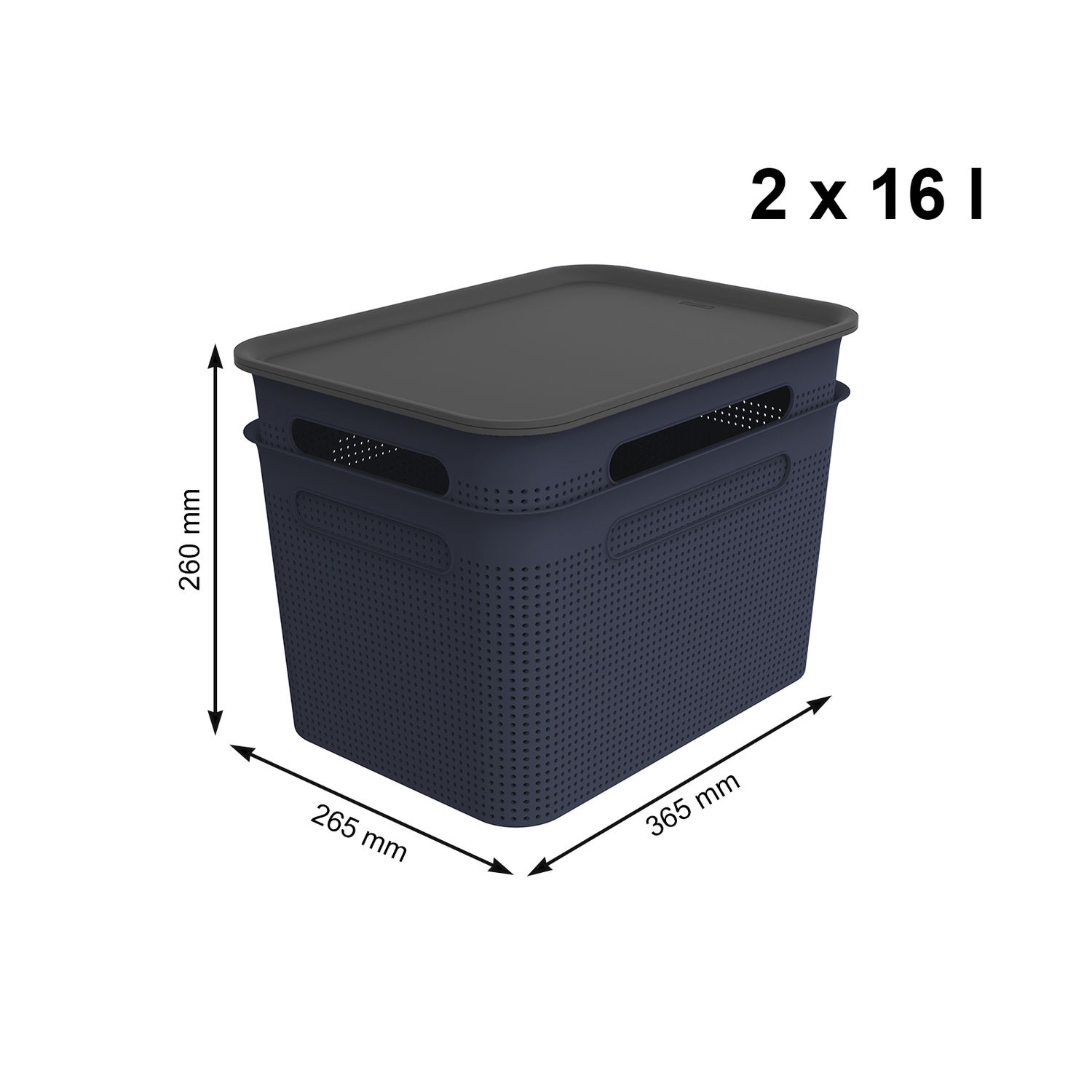 Lot de 2 boîtes avec couvercles 16 l BRISEN