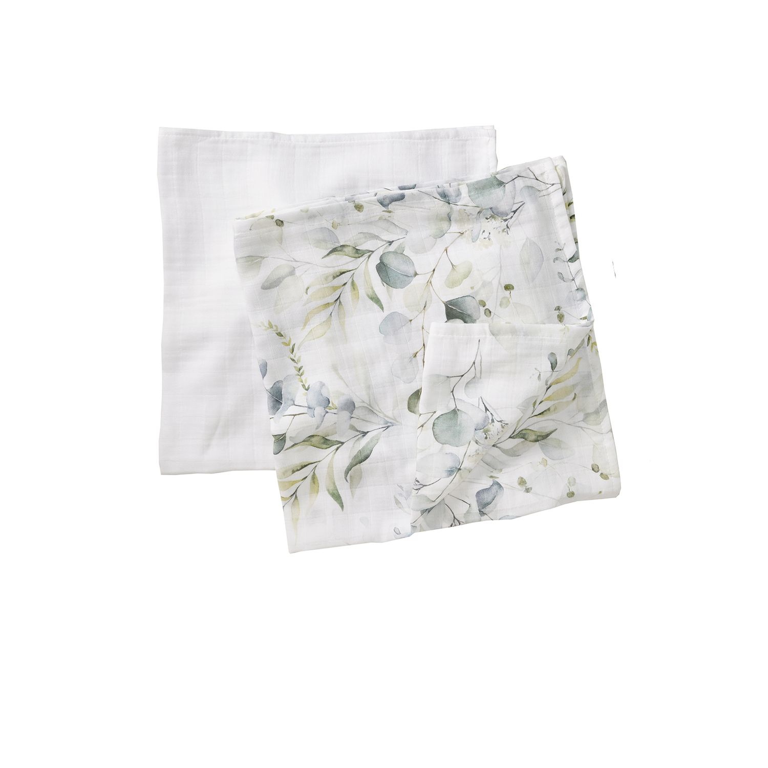 Muslin cloths set of 2 white/Natural Leaves