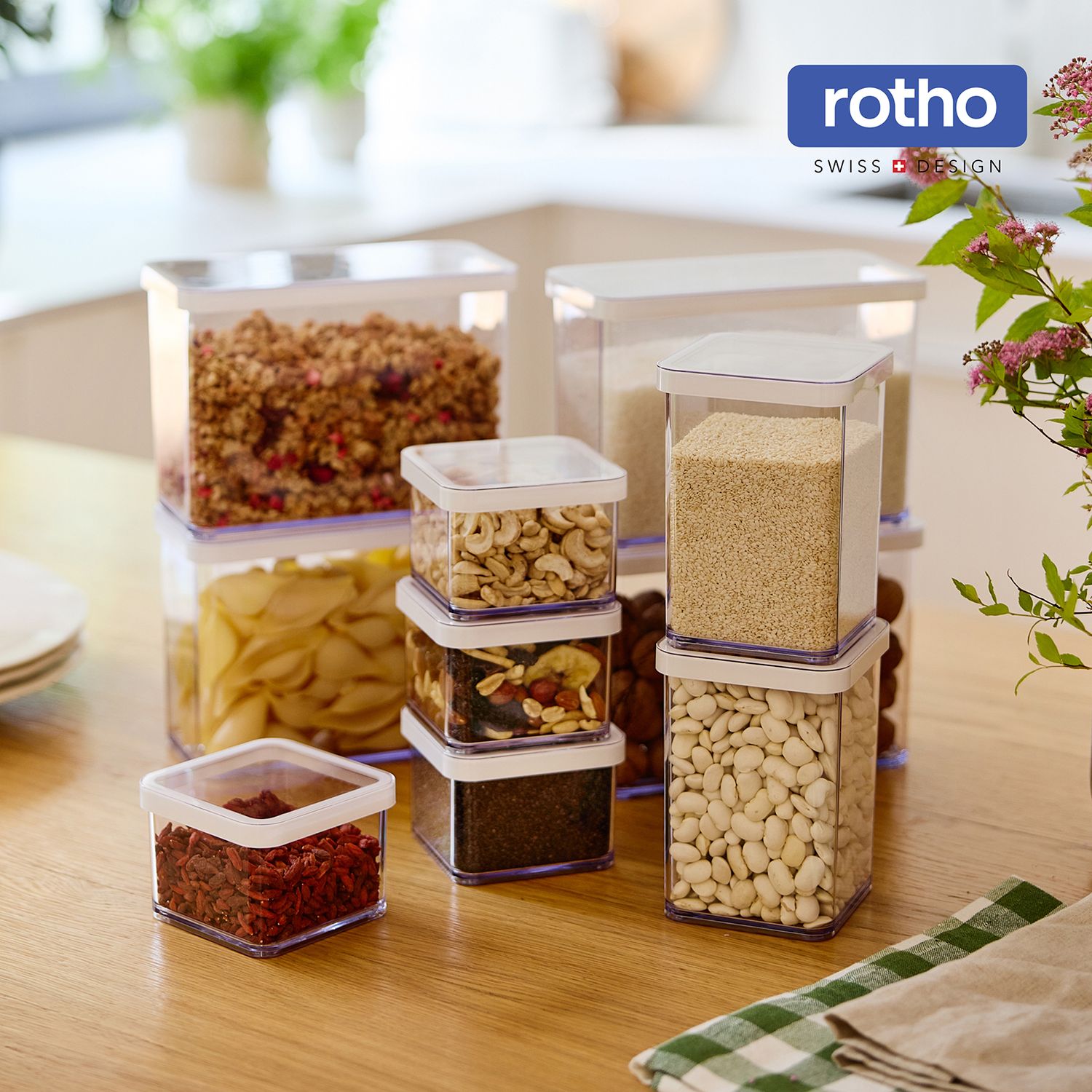 Set 5 Contenitori Per Alimenti In Plastica PP – Ermetici, Trasparenti, Capacità Da 300ml A 1440ml, Per Dispensa E Cucina