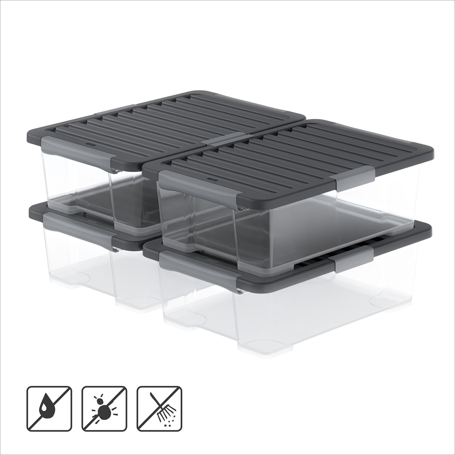 Set de boîtes avec couvercle 30 l - 4 pièces CORE PRO