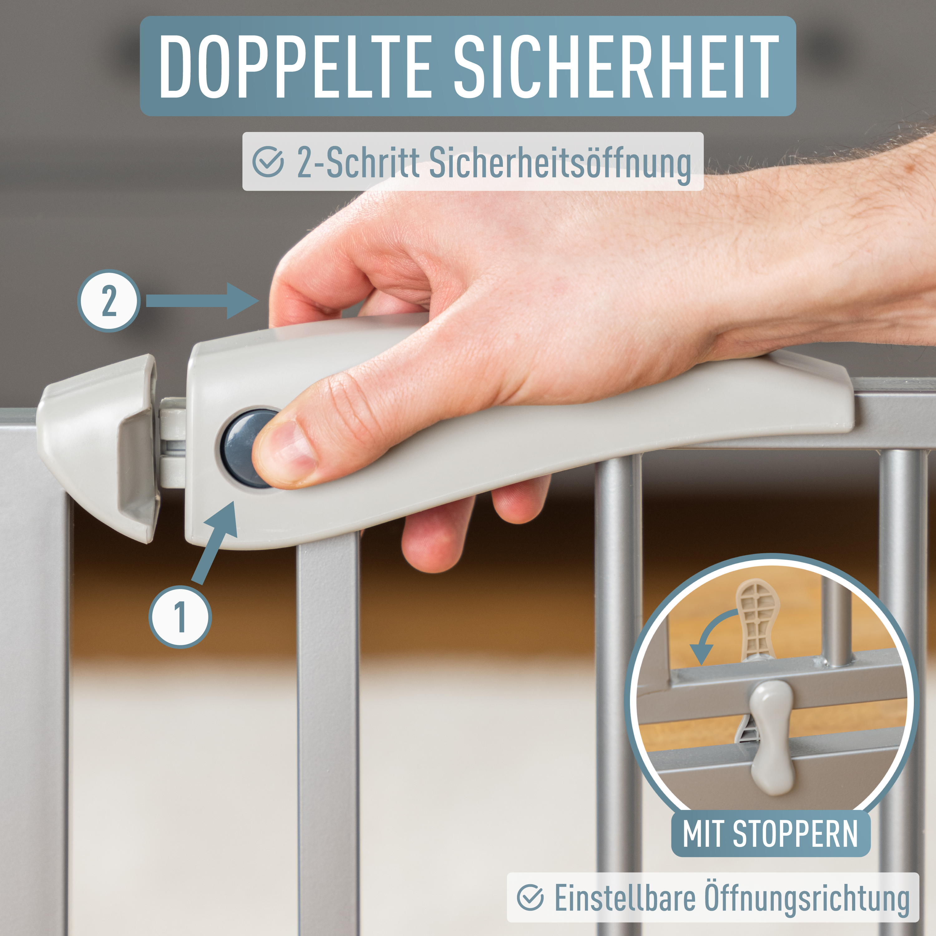 ib style BERRIN SILBER Treppengitter Treppenschutzgitter Türgitter Absperrung ib style BERRIN SILBER Treppengitter Treppenschutzgitter Türgitter Absperrung
