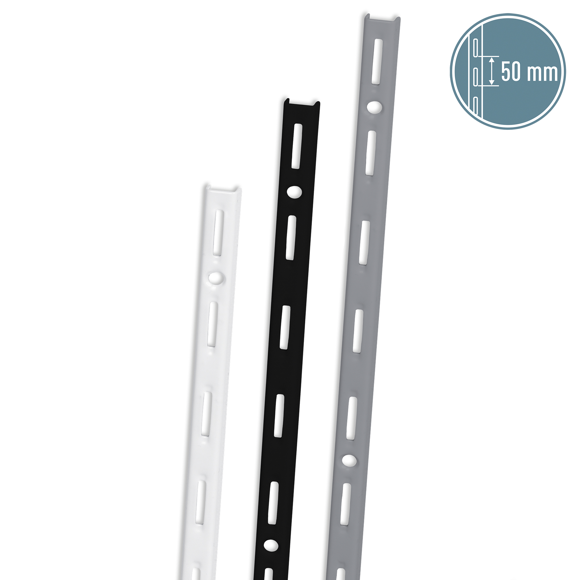 ib style® 10er Set Wandschienen Regalschienen Raster 50mm 1-reihig ver. Größen ib style® 10er Set Wandschienen Regalschienen Raster 50mm 1-reihig ver. Größen