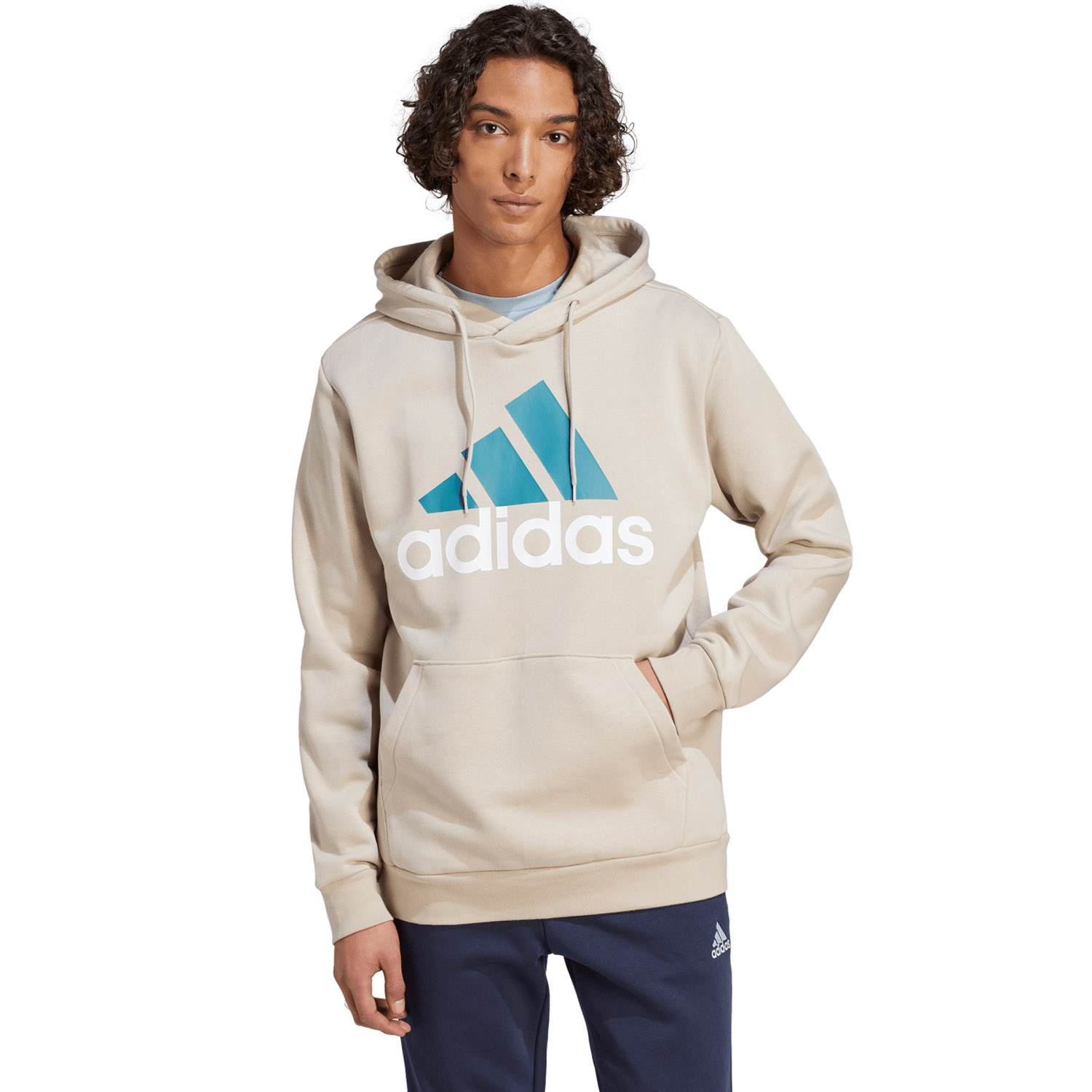 adidas Performance Big Logo Fleece Hoodie Kapuzenpullover Herren wonder beige