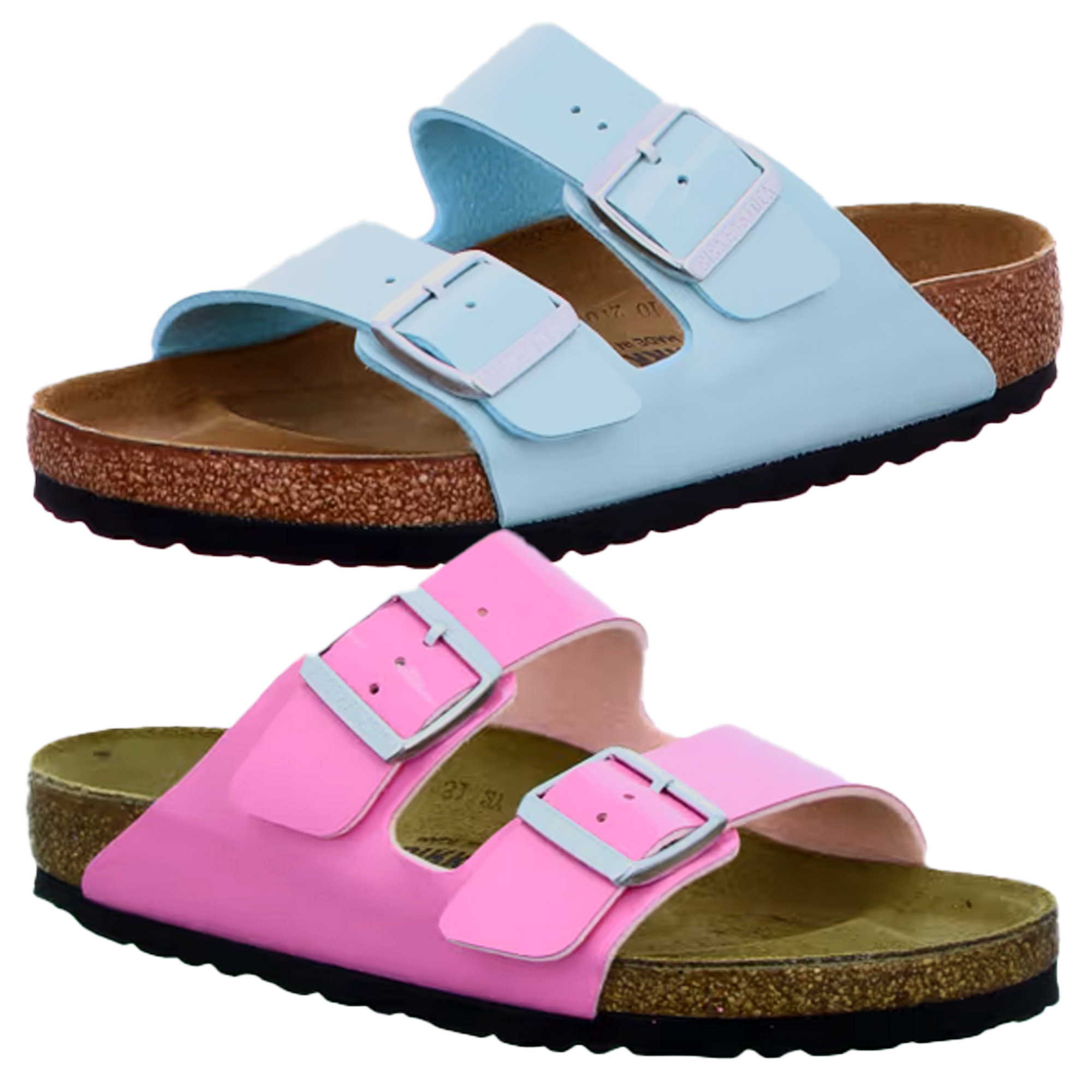 Birkenstock Arizona Patent BF Candy Pink Surf Green Sandals