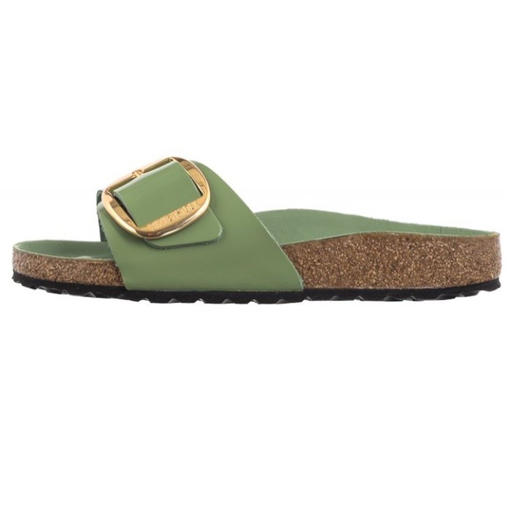 Pre-owned Birkenstock Arizona Madrid Big Buckle Leather Patent Green Tea Sandals Slides In High-shine Green Tea Madrid