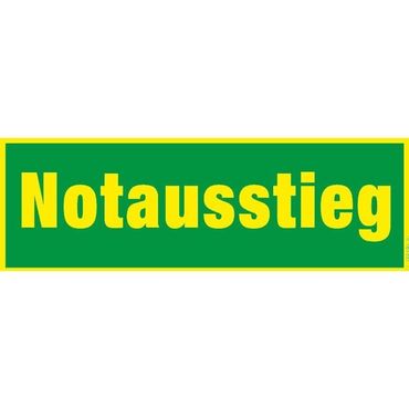 Rettungsweg-Schild „Notausstieg“ - 40x14cm, PVC Schild, 1 mm stark, lang nachleuchtend nach DIN 67510