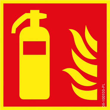 Brandschutzschild „Feuerlöscher“, ISO 7010 - 20x20cm, PVC Schild, 1 mm stark, lang nachleuchtend nach DIN 67510
