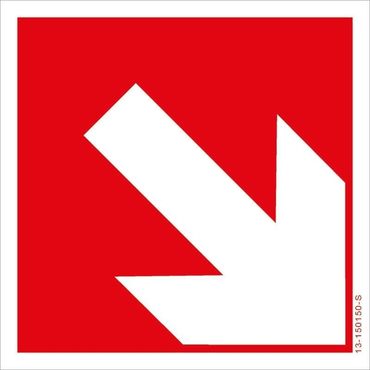 Brandschutzschild „Richtungsangabe, aufwärts/abwärts“, BGV A8 F02 - 20x20cm, PVC Schild, 1 mm stark, lang nachleuchtend nach DIN 67510