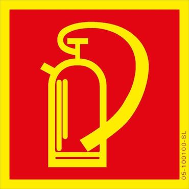 Brandschutzschild „Feuerlöscher“, BGV A8 F05 - 20x20cm, PVC Schild, 1 mm stark, lang nachleuchtend nach DIN 67510