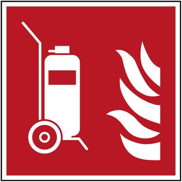 Schild fahrbarer Feuerlöscher ISO 7010, 200×200 PVC