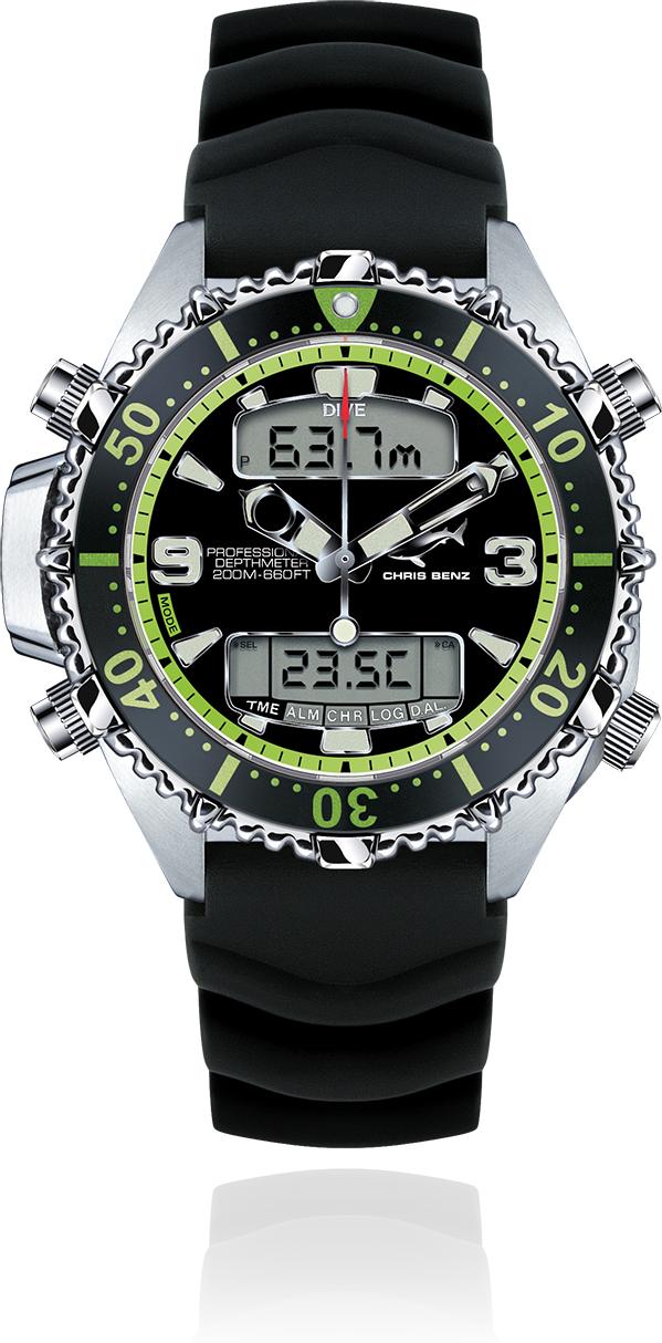 Chris Benz CHRIS BENZ DEPTHMETER DIGITAL CB-D200X-G-KBS Digitaal horloge