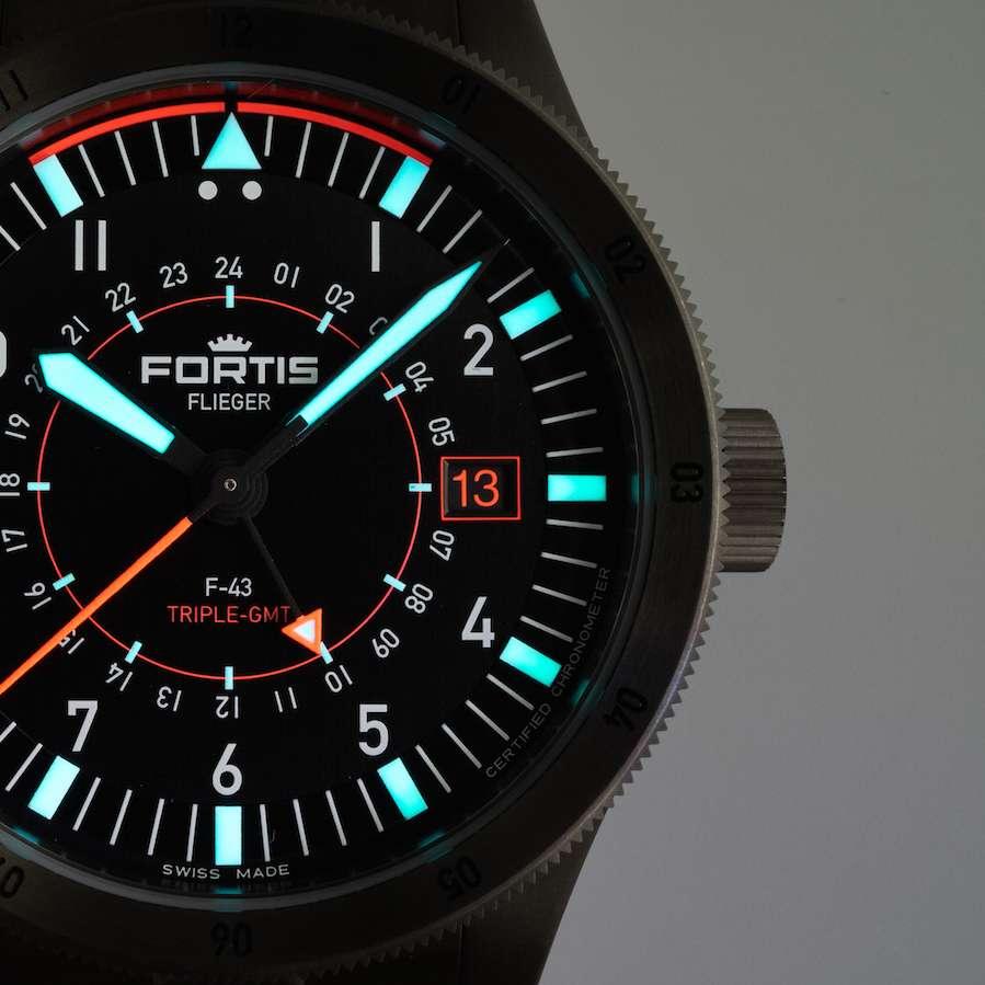 Fortis FLIEGER F-43 Triple-GMT Black F4260000 Herren Automatikuhr Fortis FLIEGER F-43 Triple-GMT Black F4260000 Herren Automatikuhr