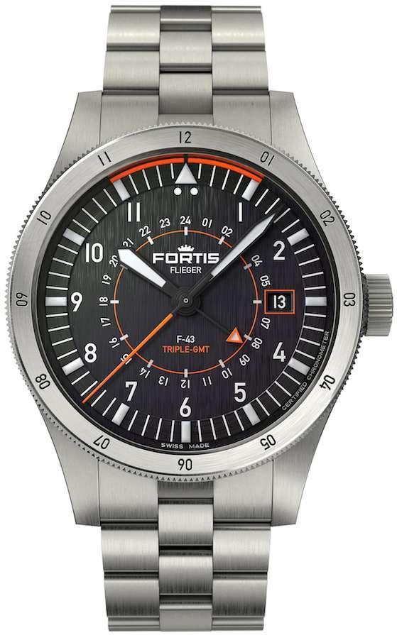 Fortis FLIEGER F-43 Triple-GMT Black F4260000 Montre Automatique pour hommes