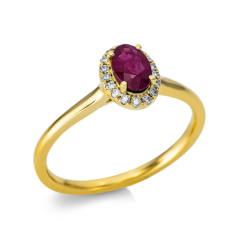 Pure! Diamonds Jewelry - Gekleurde stenen ring 4-zits madder 18 kt