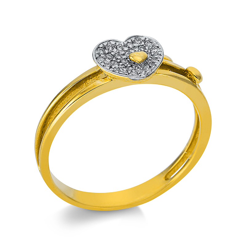 Pure! Diamonds Jewelry - Anello con pave 18 kt cuore