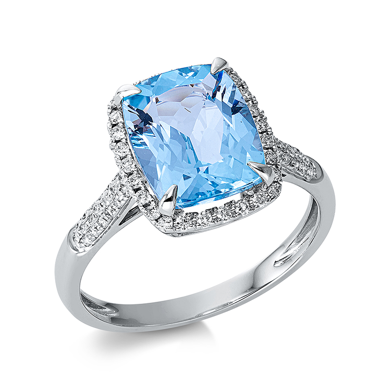 Pure! Diamonds Jewelry - Bague pierre colorée 4 griffes 18 kt