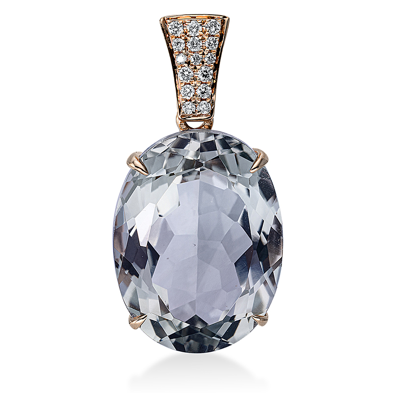Pure! Diamonds Jewelry - Collier en pierres colorées 4 griffes 18 kt, avec œillet