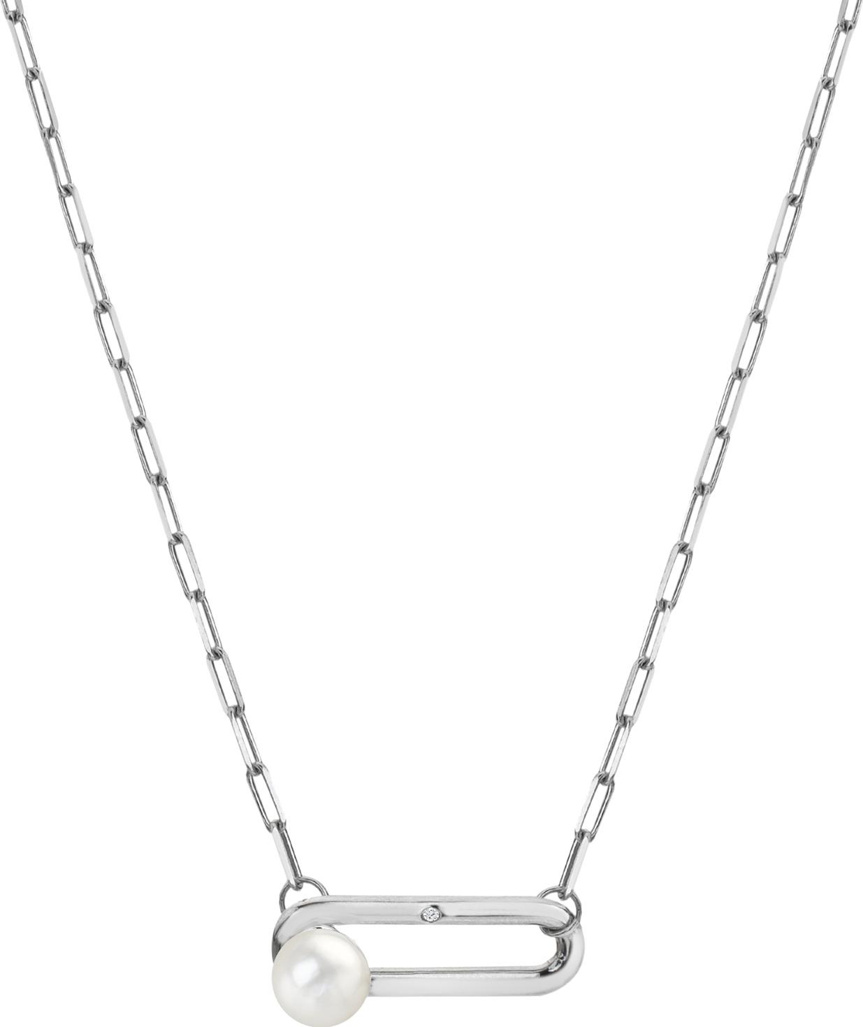 Hot Diamonds Linked Paperclip Pearl Necklace DN172 Chaîne de cou pour femmes