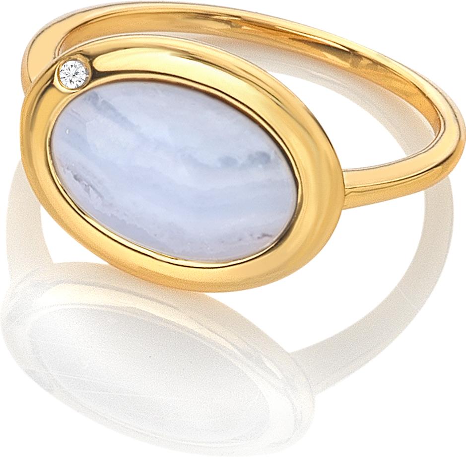 Hot Diamonds HDXGEM Horizontal Oval Ring - Blue Lace Agate DR271 Damesring