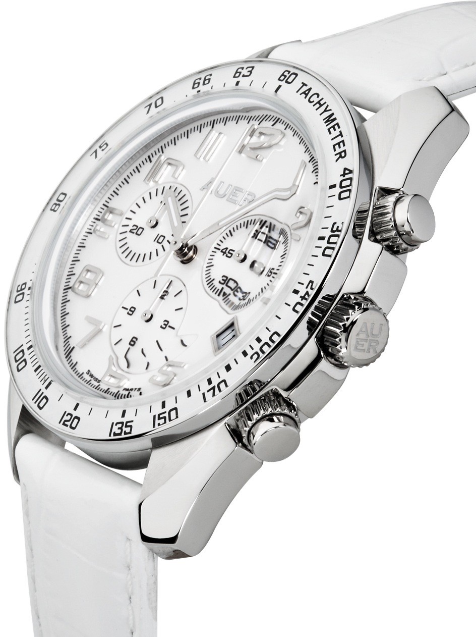 AUER Snow White ZU-1163-SDWB Chronographe pour femmes Design Classique