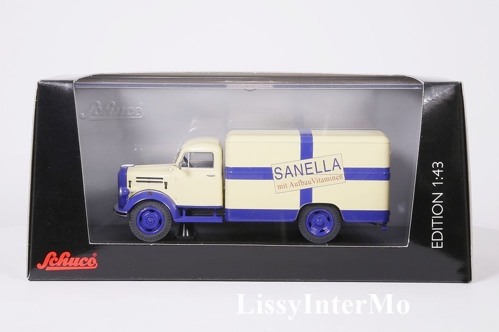 Borgward B 2500 Kastenwagen Sanella blau/creme Schuco 1:43 NEU/OVP 03451