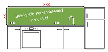 Individuelle Küchenrückwand aus Glas nach Maß