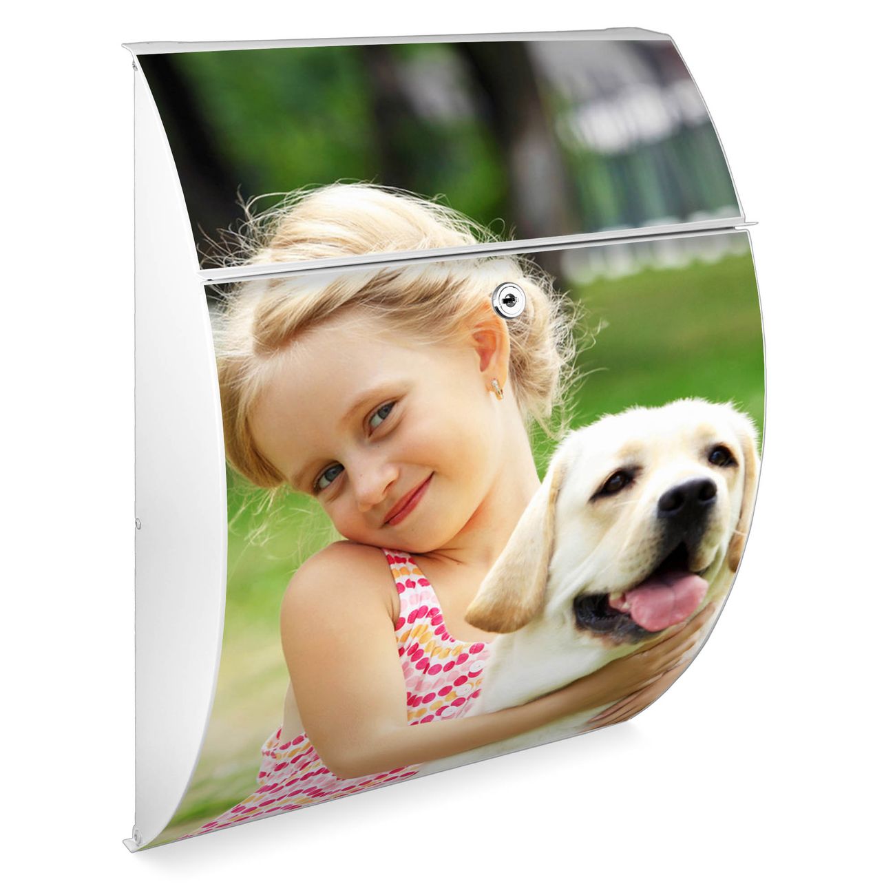 Burg-Wächter Design Briefkasten Anthrazit grau aus verzinktem Stahl mit Motiv Eigenes Bild, großer Postkasten mit Öffnungsstopp und A4 Einwurf, RAL9016