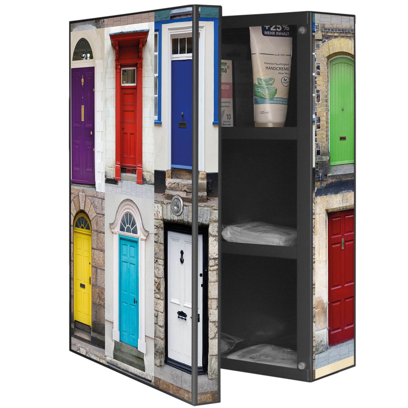 Medizinschrank Stahl Motiv Türen | banjado