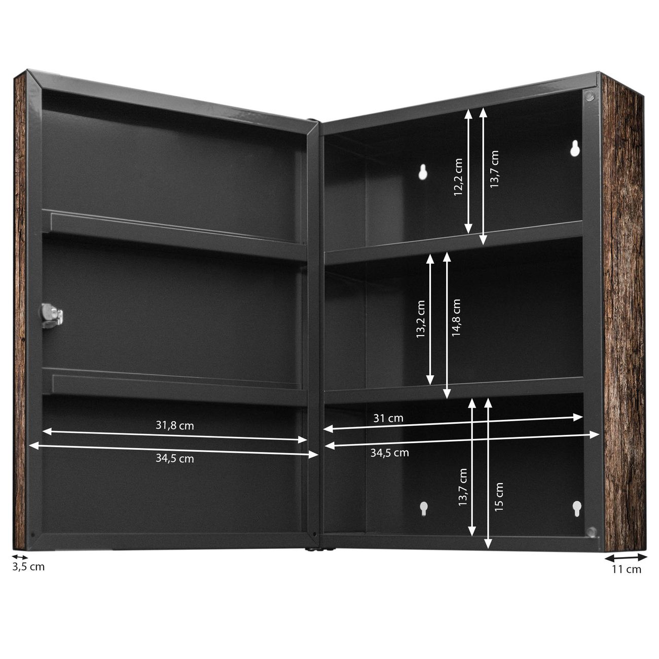 Medizinschrank Stahl Motiv Altes Holz | banjado