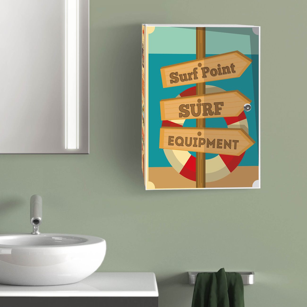 Medizinschrank Stahl Motiv Surf Point | banjado