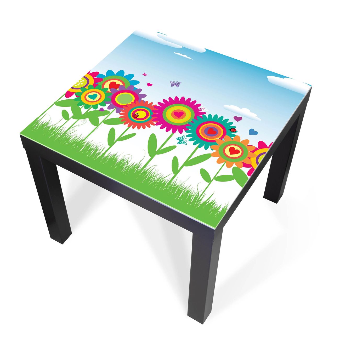 Glas Abdeckplatte IKEA LACK Bunte Blumen banjado