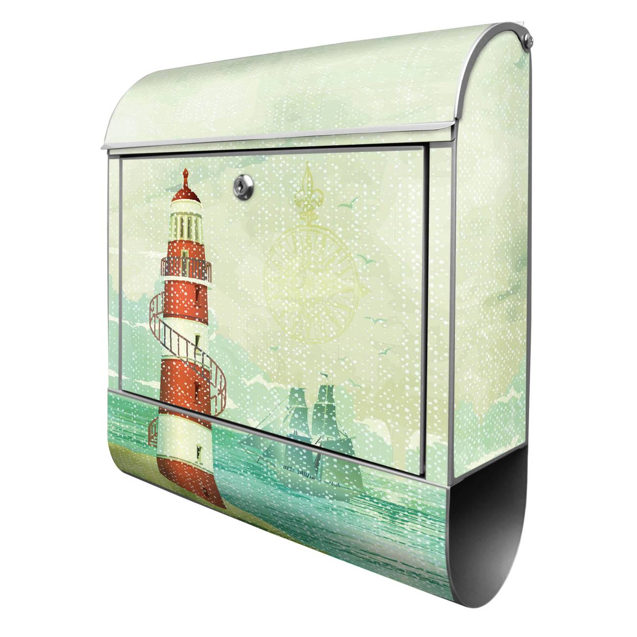 Produkt Bild banjado Design Briefkasten mit Zeitungsfach Postkasten Motiv Alter Leuchtturm