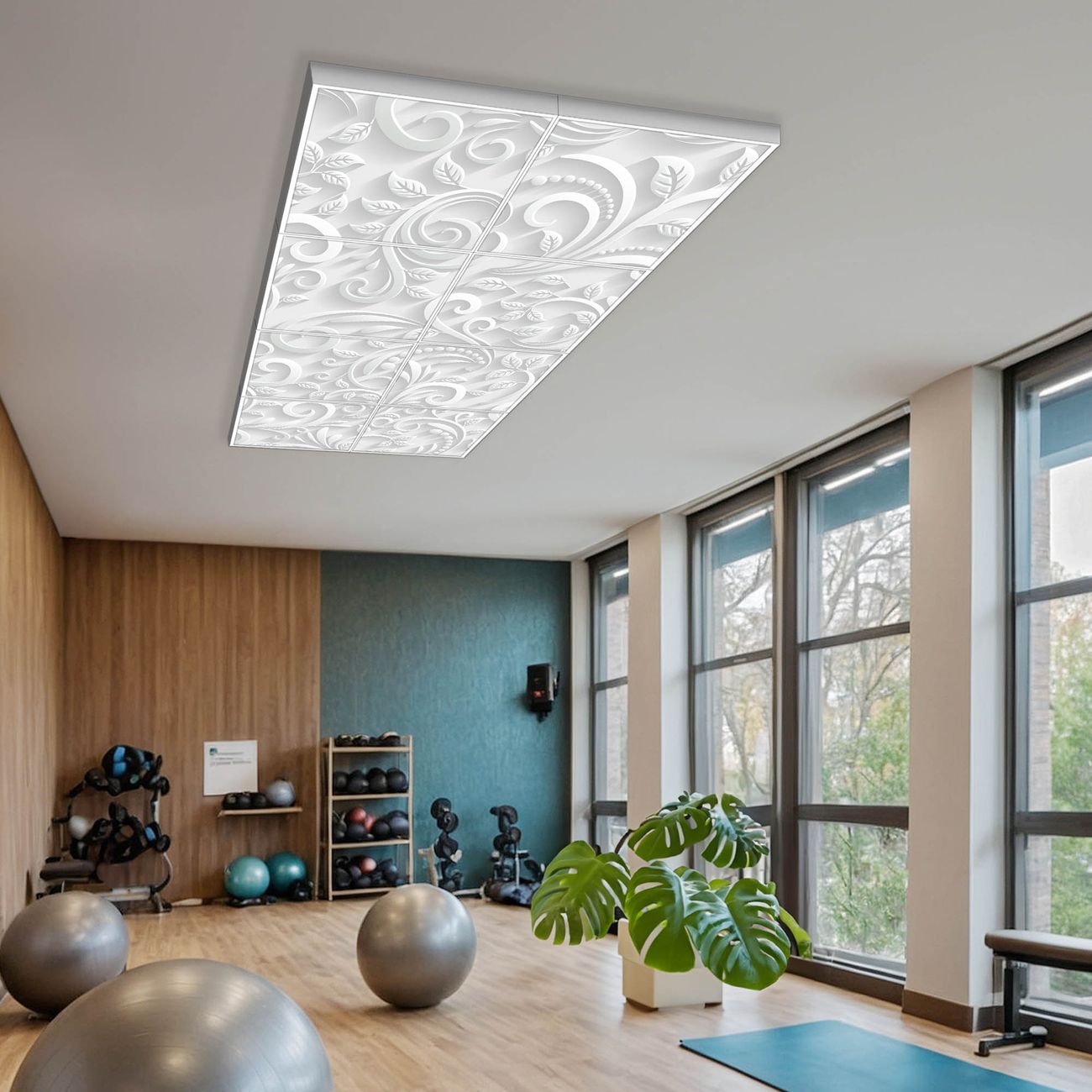 banjado Motivlichtdecke LED Deckenleuchte flach, Deckenpanel, Rasterdeckenleuchte Beleuchtung für Büro oder Praxis mit Motiv 