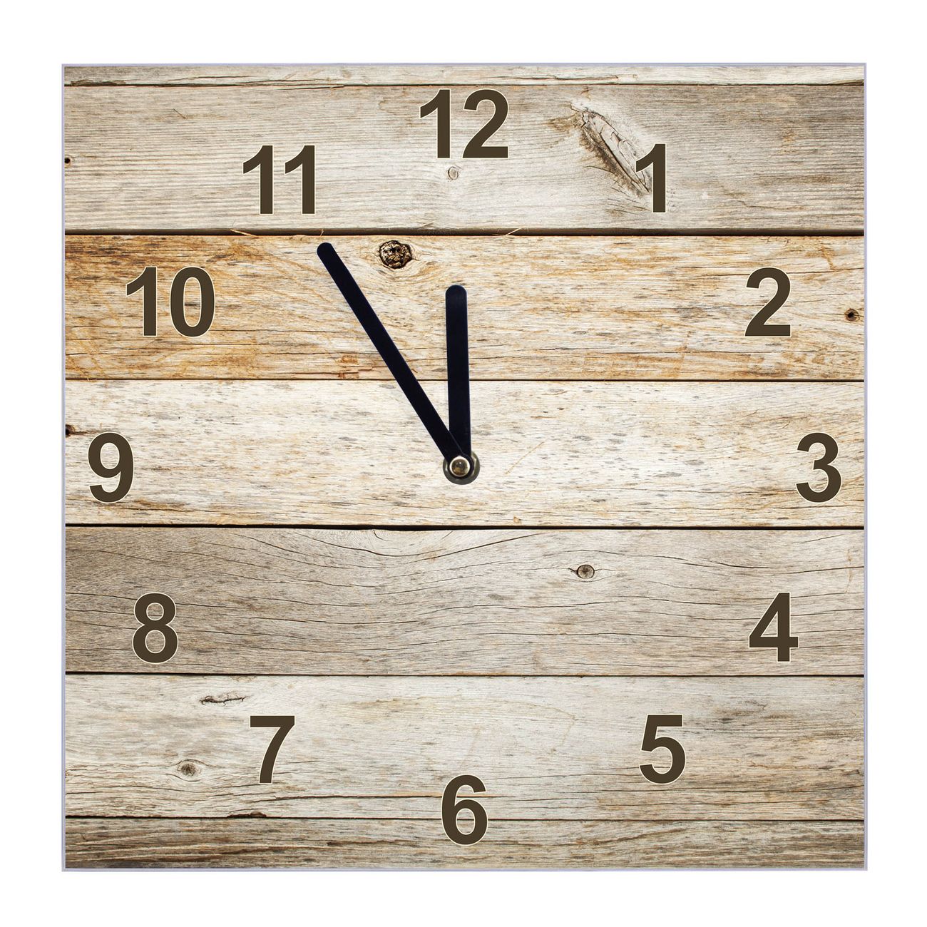 Glasuhr quadratisch Motiv Graues Holz | banjado