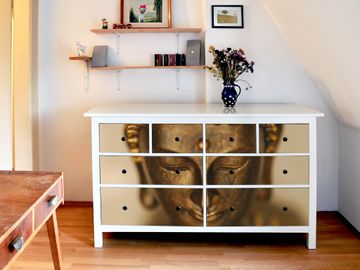 Möbelsticker für Ikea HEMNES Motiv Buddha Gold banjado