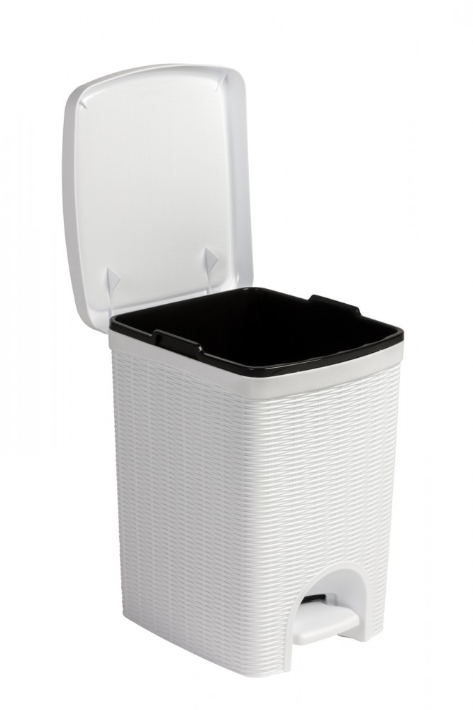 Mülleimer 20 L Abfalleimer Kosmetikeimer Treteimer Rattan weiß Bad