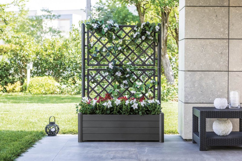 Gartenspalier Spalier Rankgitter Rankhilfe mit Pflanzkasten Blumenkübel