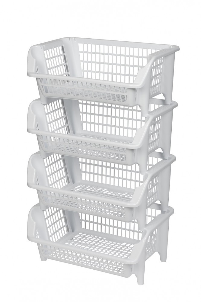 4 x Küchenkorb Stapelkorb Gemüsekiste Stapelkasten Stapelbox