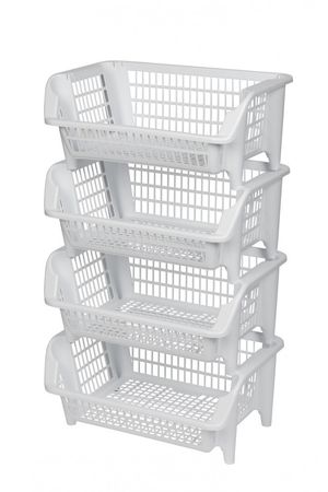 4 x Küchenkorb Stapelkorb Gemüsekiste Stapelkasten Stapelbox