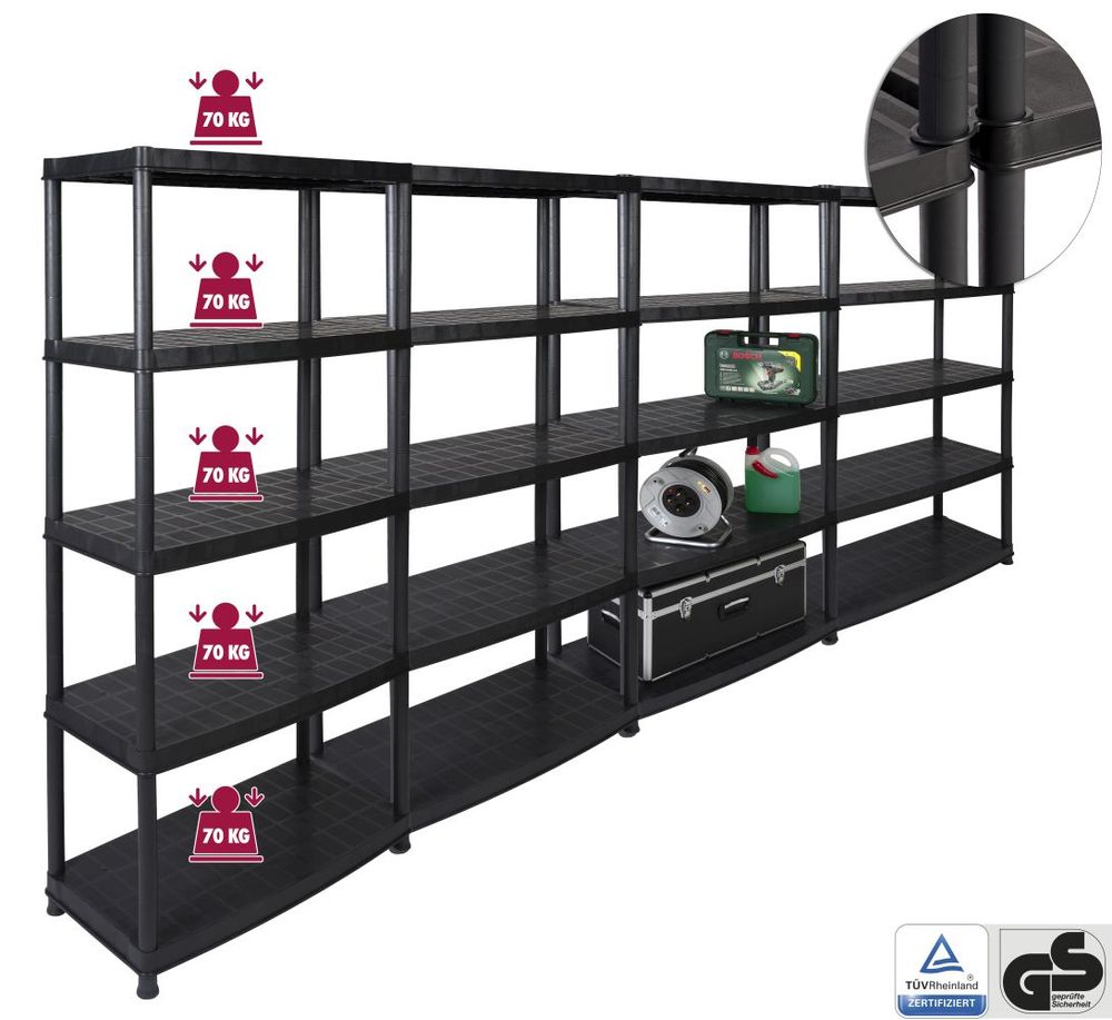 4 XXL Schwerlastregal Kunststoffregal Kellerregal Werkstatt Regal