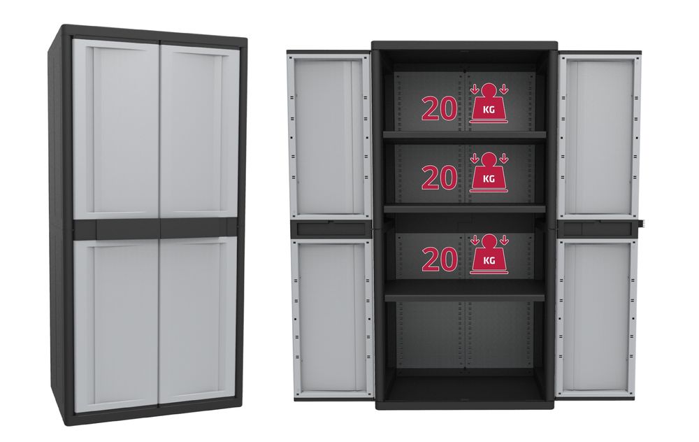 2 x Kunststoffschrank XL Schrank Putzmittelschrank Werkstattschrank