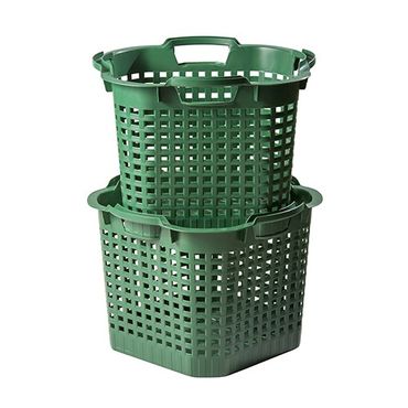 2 Stück Körbe Gartenkorb Stapelkorb Korb Erntekorb Wäschekorb Gelocht