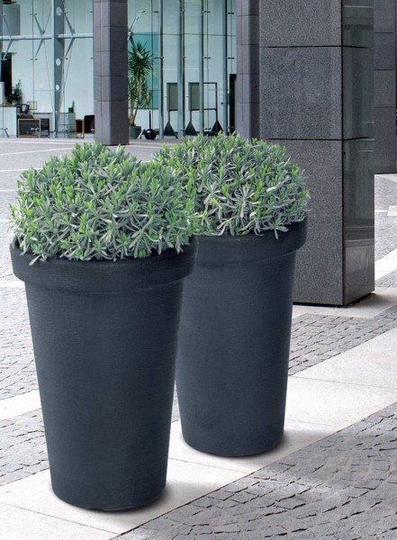 XL Pflanzkübel Pflanztopf Blumentopf Blumenkübel Kunststoff GRAU 63 cm