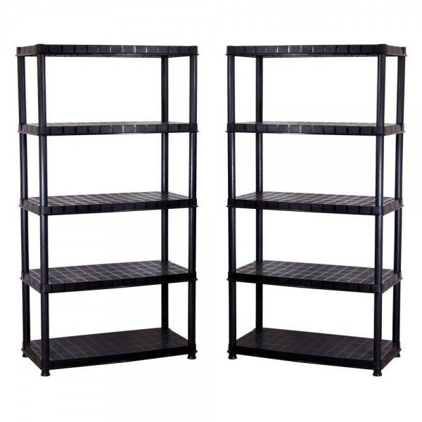 RILOOP Kunststoffregal 5 Böden - Stabiles Lagerregal Schwarz